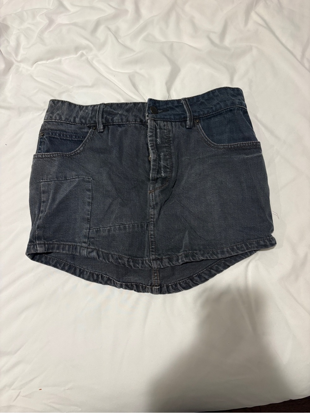Free People black denim skirt
